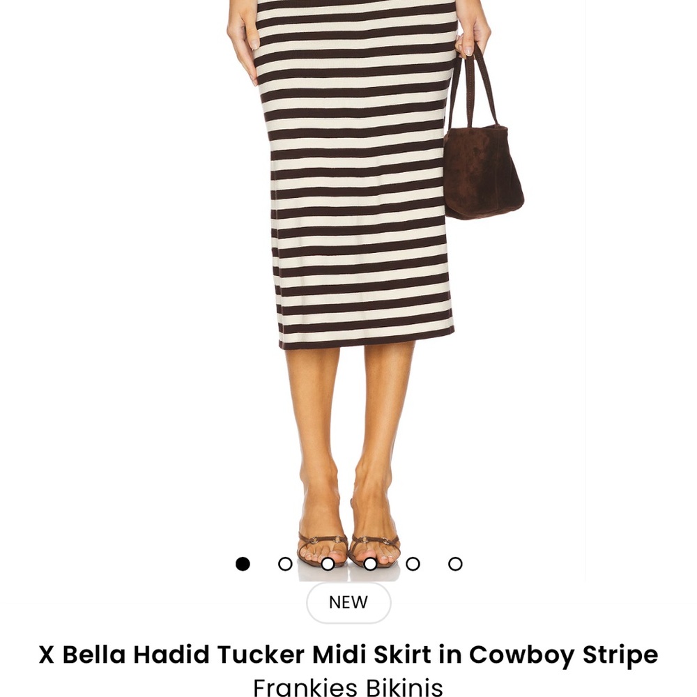 Frankie's Bikinis Black and White Striped Midi Skirt